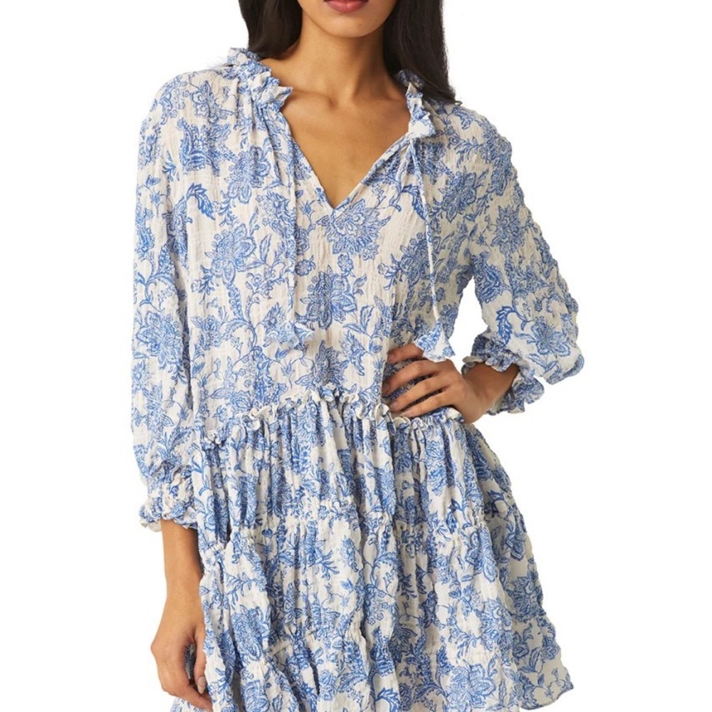 Misa Nita Dress Blue and White Floral Dress